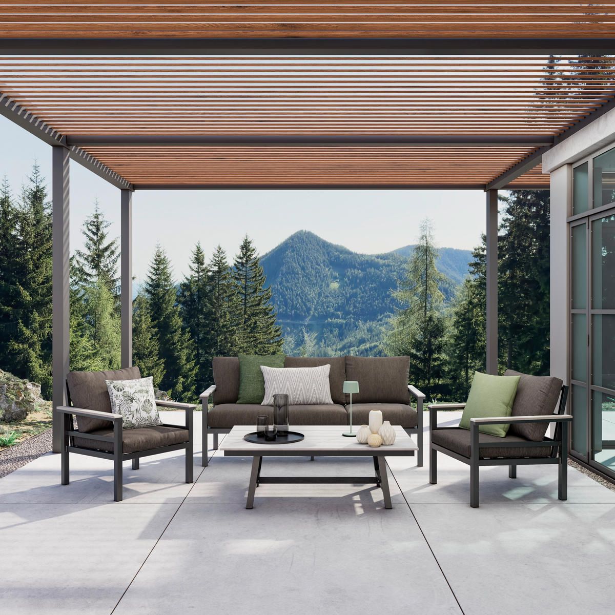 LOUNGETISCH  - Dunkelgrau/Hellgrau, Basics, Kunststoff/Metall (120/80/40cm) - Amatio