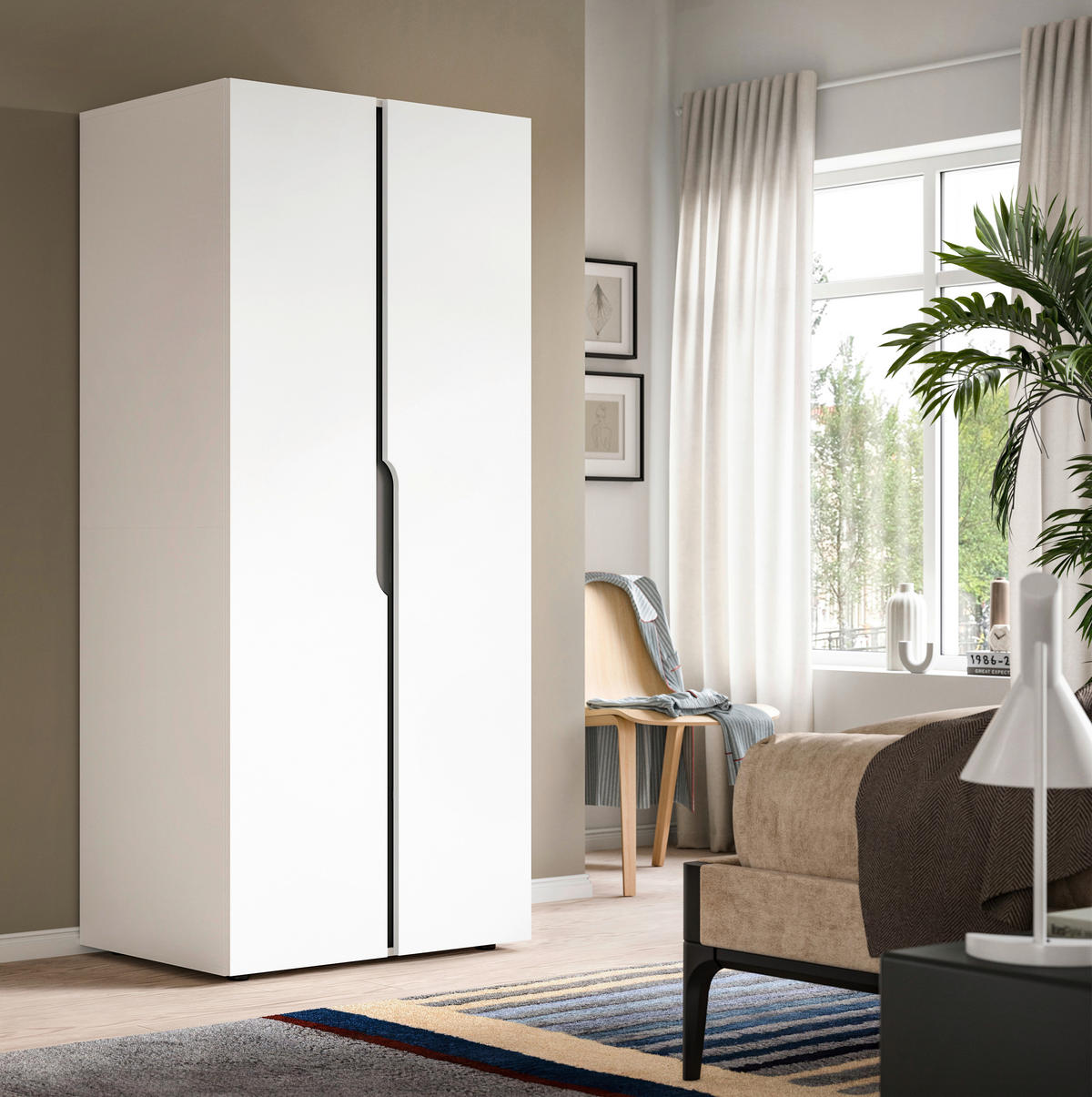 DREHTÜRENSCHRANK 80/180/51 cm,  in Weiß, 2-türig  - Weiß, MODERN, Holzwerkstoff (80/180/51cm) - MID.YOU