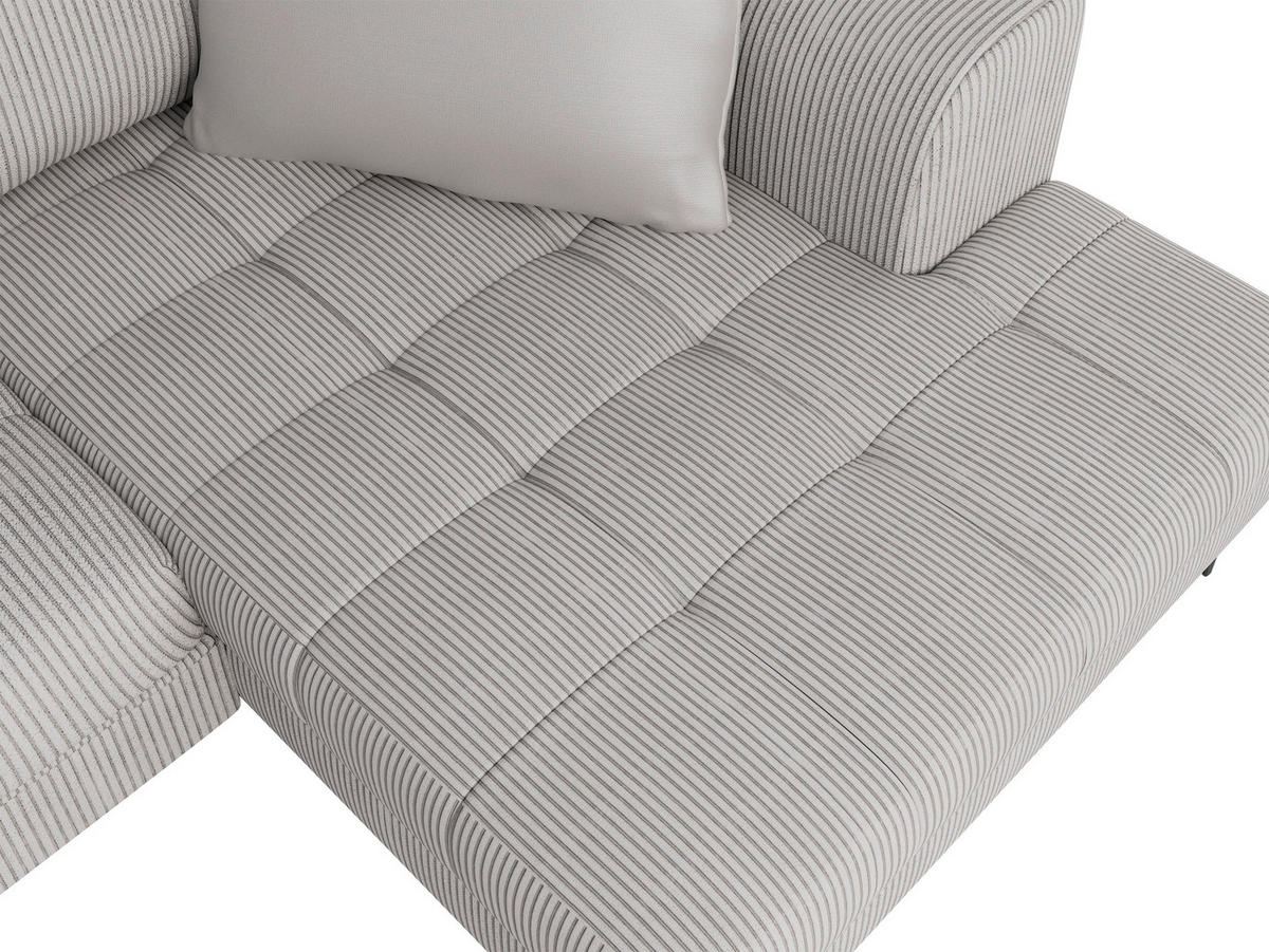 ECKSOFA Hellgrau Cord  - Hellgrau/Schwarz, Design, Kunststoff/Textil (177/276cm) - MID.YOU
