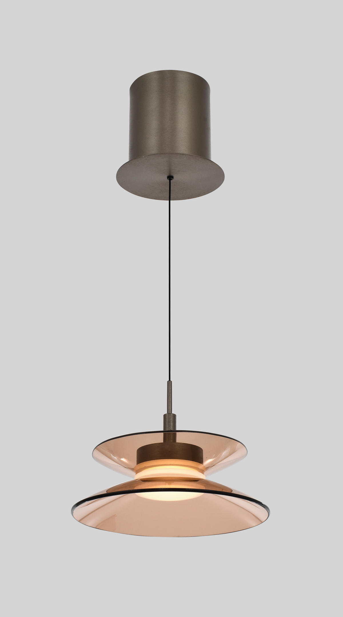 LED-HÄNGELEUCHTE Crema 22/150/22 cm  - Bronzefarben, Design, Glas/Metall (22/150/22cm)