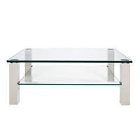 COUCHTISCH Kristallglas 120/80/43 cm rechteckig Nickelfarben  - Nickelfarben, Design, Glas/Kunststoff (120/80/43cm)