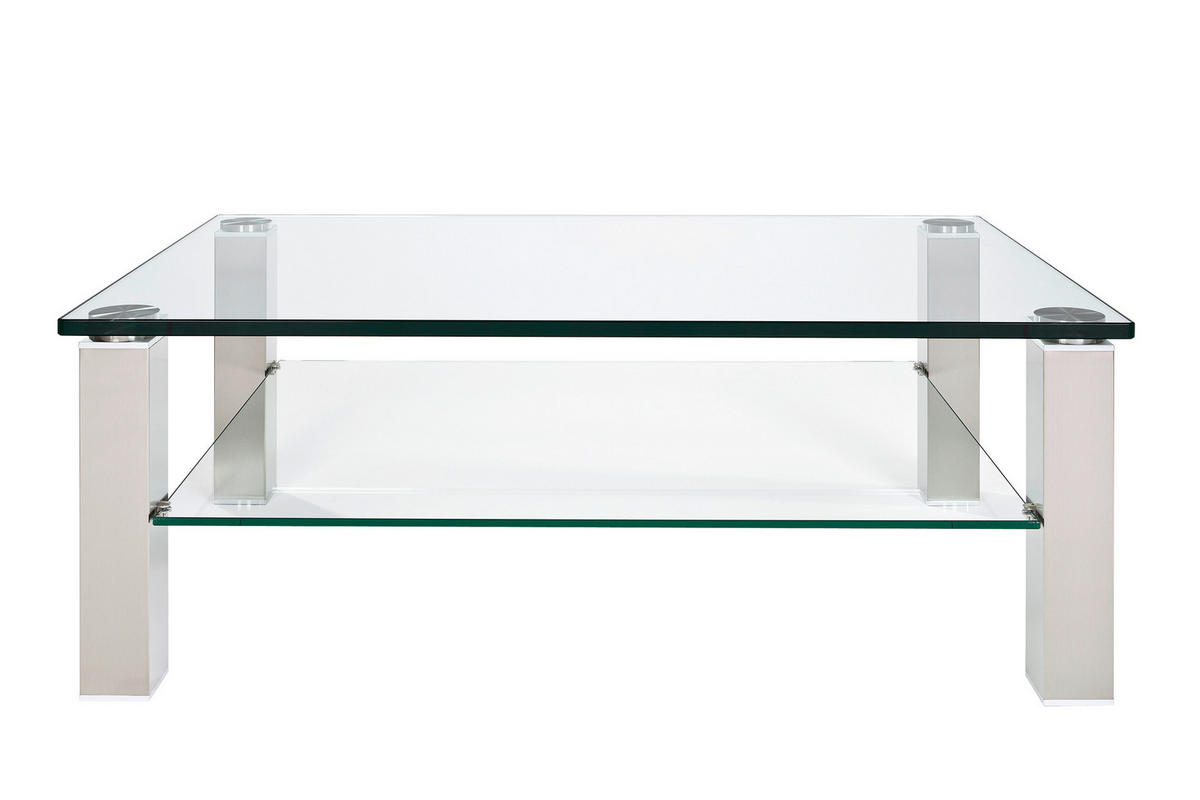 COUCHTISCH Kristallglas 120/80/43 cm rechteckig Nickelfarben  - Nickelfarben, Design, Glas/Kunststoff (120/80/43cm)