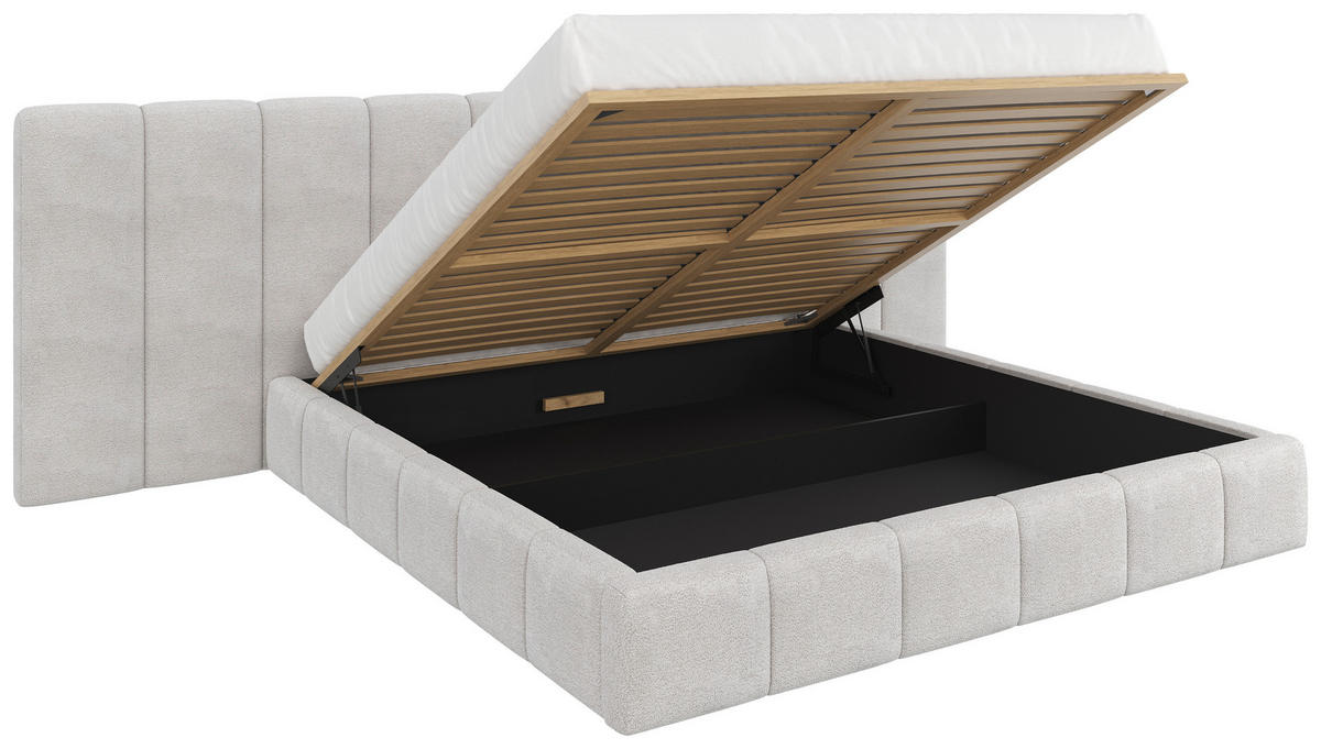 POLSTERBETT 160/200 cm  Beige  - Beige/Schwarz, Design, Holz/Kunststoff (160/200cm) - Carryhome