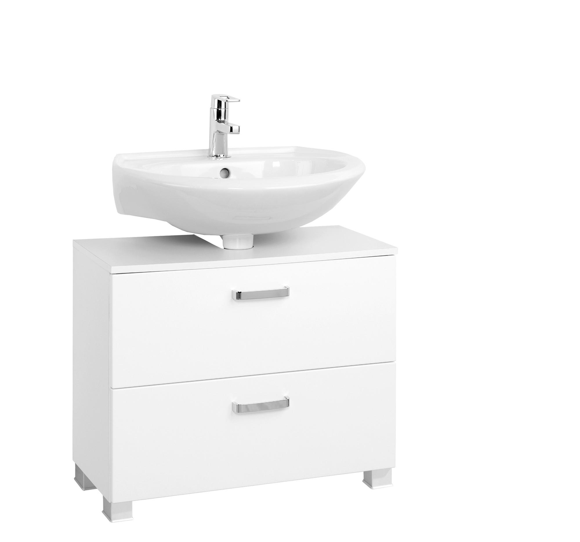 WASCHBECKENUNTERSCHRANK 70/54/35 cm  - Silberfarben/Weiß, KONVENTIONELL, Holzwerkstoff/Kunststoff (70/54/35cm) - Xora