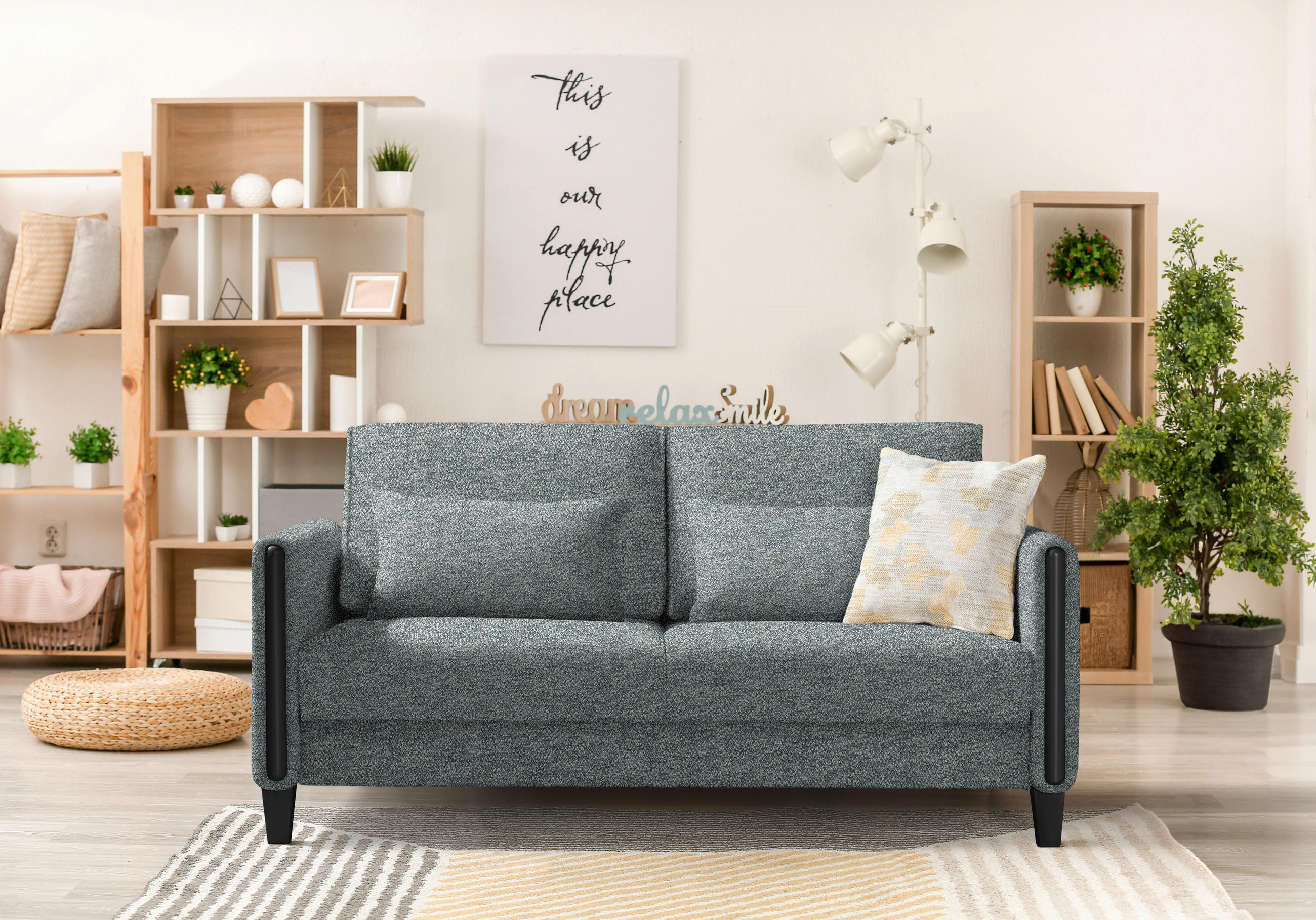 SCHLAFSOFA in Holz, Textil Anthrazit, Schwarz  - Anthrazit/Schwarz, Design, Holz/Textil (174/88/104cm) - Niels Andersson