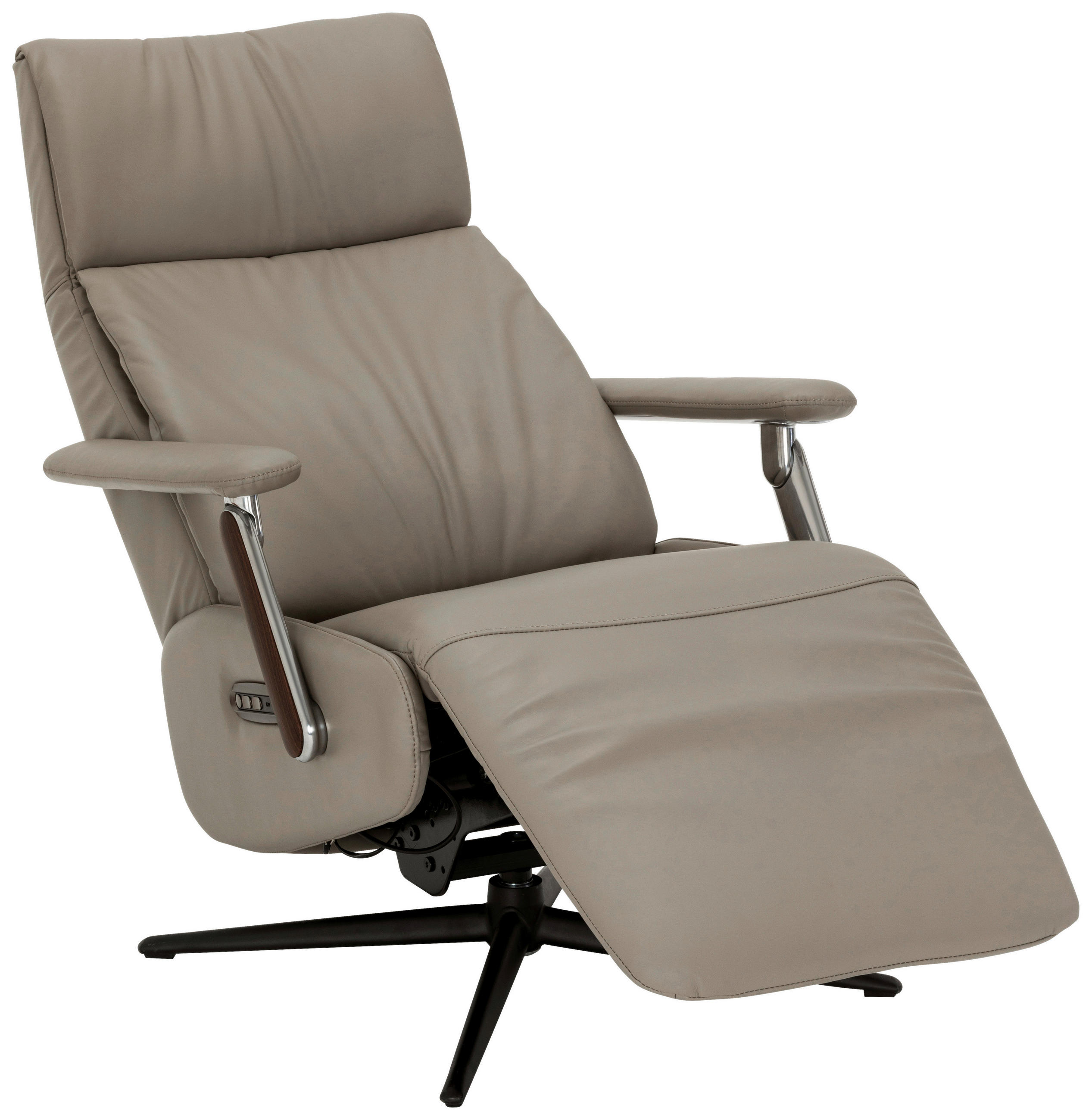 RELAXSESSEL Lederlook Echtleder    - Taupe/Schwarz, KONVENTIONELL, Leder/Textil (73/116/84cm) - Livetastic