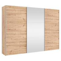 SCHWEBETÜRENSCHRANK  in Eiche Artisan  - Silberfarben/Eiche Artisan, KONVENTIONELL, Glas/Holzwerkstoff (303/220/65cm) - Jutzler