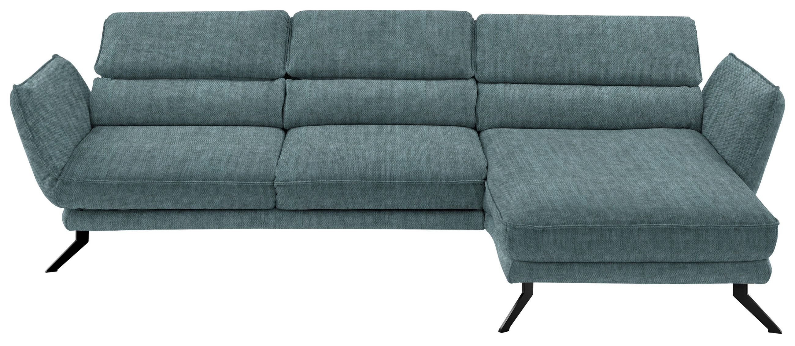 ECKSOFA in Velours Opal  - Opal/Schwarz, Design, Textil/Metall (283/153cm) - Valdera