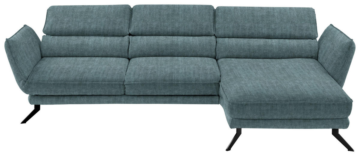 ECKSOFA in Velours Opal  - Opal/Schwarz, Design, Textil/Metall (283/153cm) - Valdera