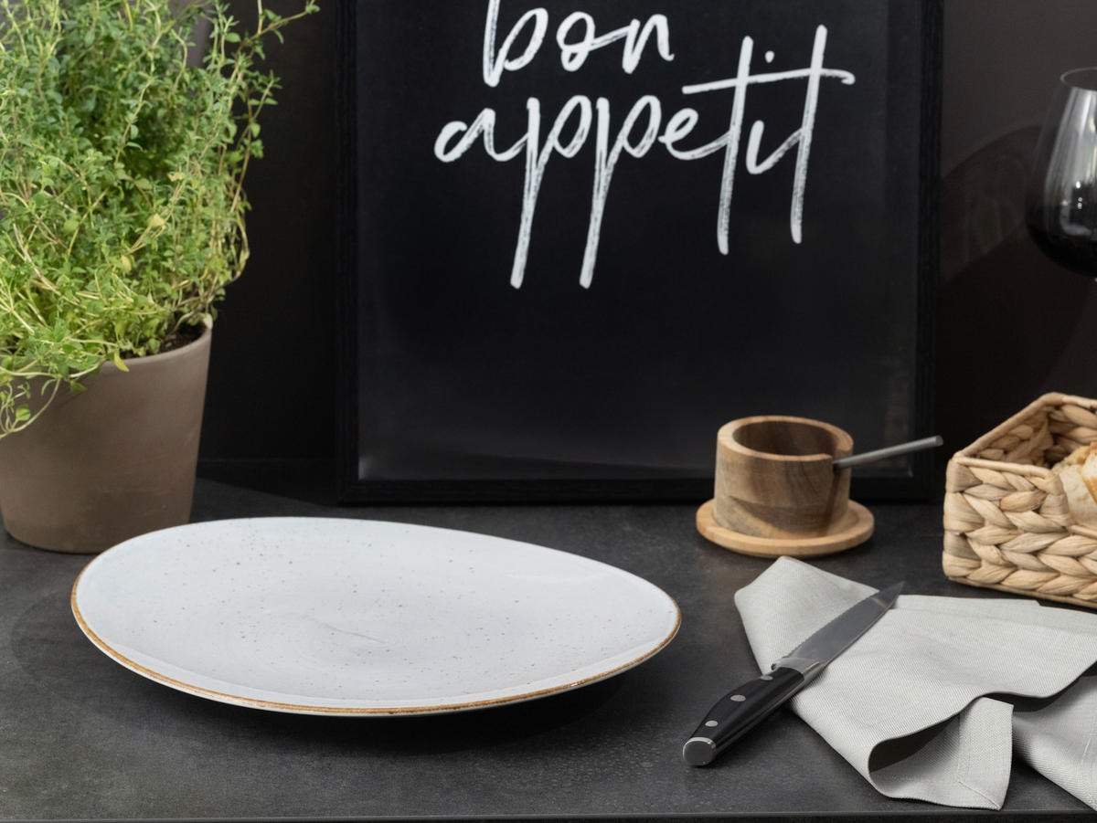 STEAKTELLERSET Vintage Nature Weiss 4-teilig  - Grauweiß, Basics, Keramik - Creatable