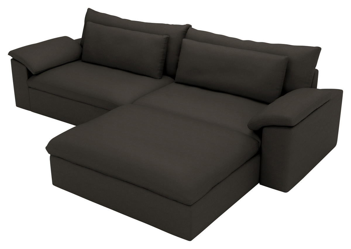 ECKSOFA  Chenille Mokka  - Schwarz/Mokka, Modern, Kunststoff/Textil (306/198cm) - Carryhome
