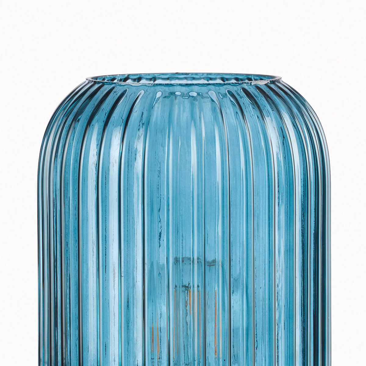 TISCHLEUCHTE 15/15/25 cm   - Graublau/Bernsteinfarben, Design, Glas/Kunststoff (15/15/25cm)