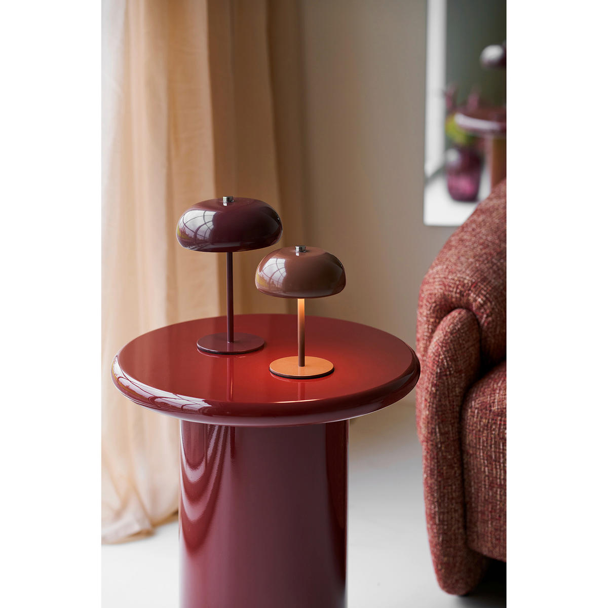 BEISTELLTISCH 45/45/50 cm Otago Bordeaux rund  - Bordeaux, Design, Holzwerkstoff (45/45/50cm) - MID.YOU