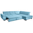 ECKSOFA in Cord Blau  - Blau/Schwarz, Design, Textil/Metall (313/242cm) - Xora