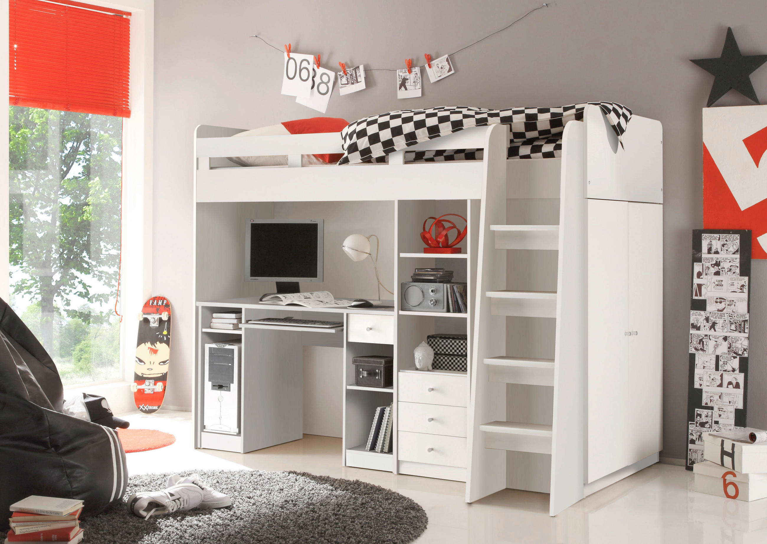 VYVÝŠENÁ POSTEĽ, 90/200 cm biela - biela, Modern, kompozitné drevo (90/200cm) - MID.YOU