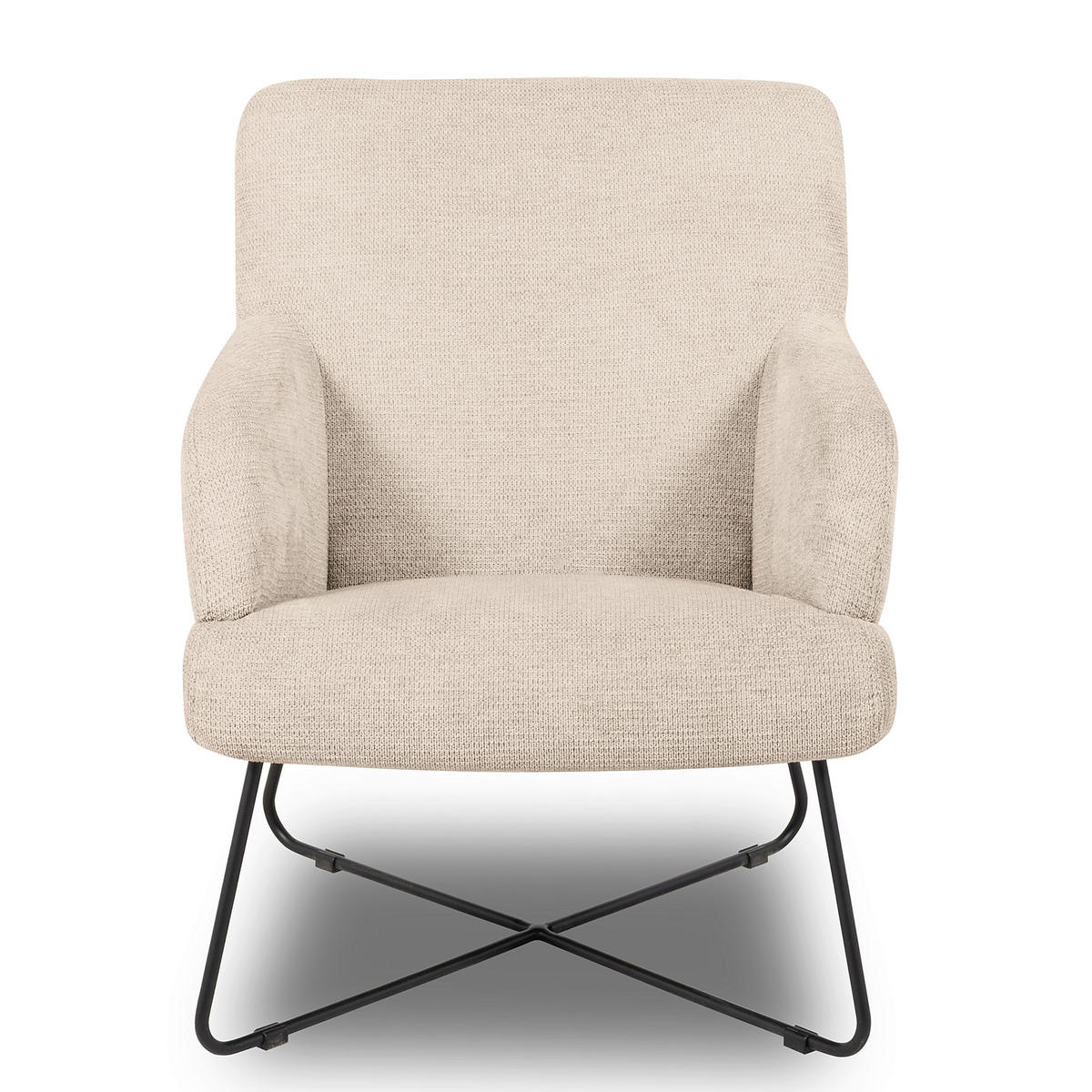 SESSELSET in Chenille Beige  - Beige/Schwarz, Design, Textil/Metall (67/87/74cm) - Livetastic