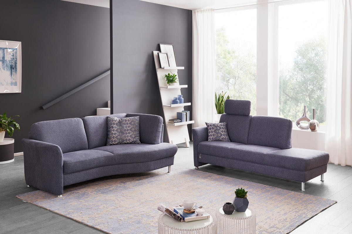 3-SITZER-SOFA in Webstoff Grau  - Chromfarben/Silberfarben, Konventionell, Textil/Metall (196/86/115cm) - Landscape