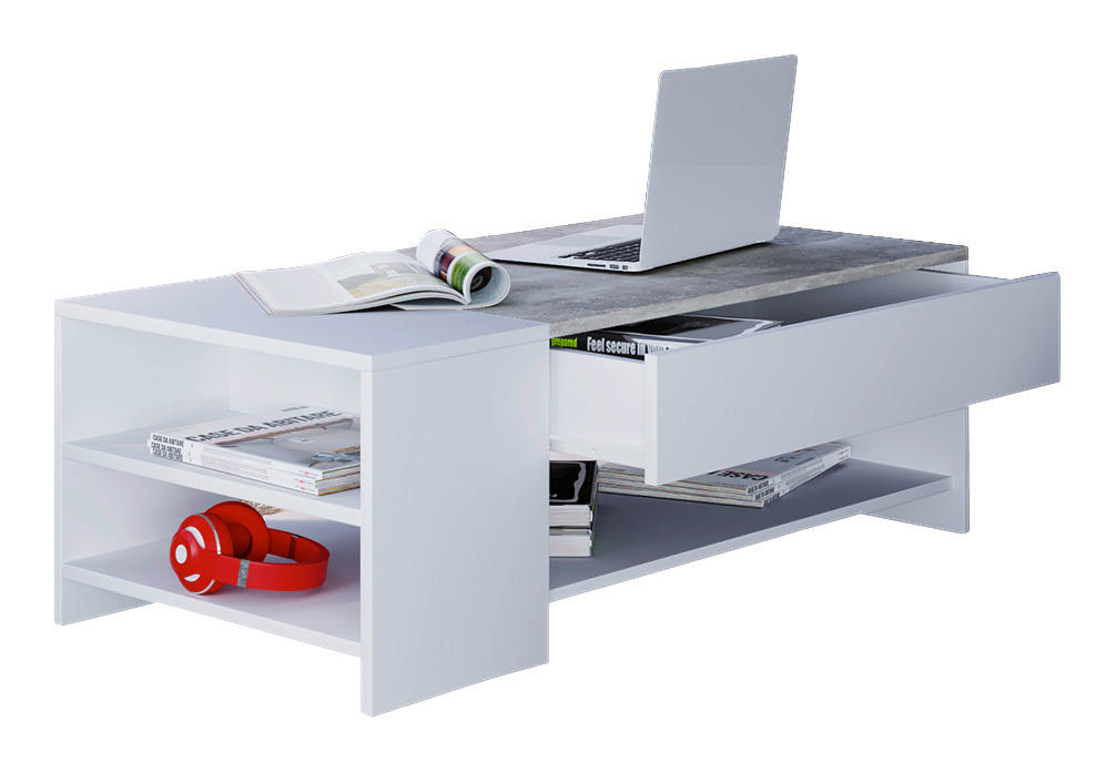 COUCHTISCH Holzwerkstoff 100/50/35 cm  - Weiss/Grau, Basics, Holzwerkstoff (100/50/35cm) - MID.YOU