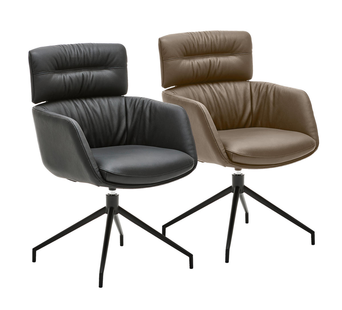 Scaun Cu Brațe din metal, piele, negru - negru, Design, metal/piele (62/92/6cm) - Dieter Knoll