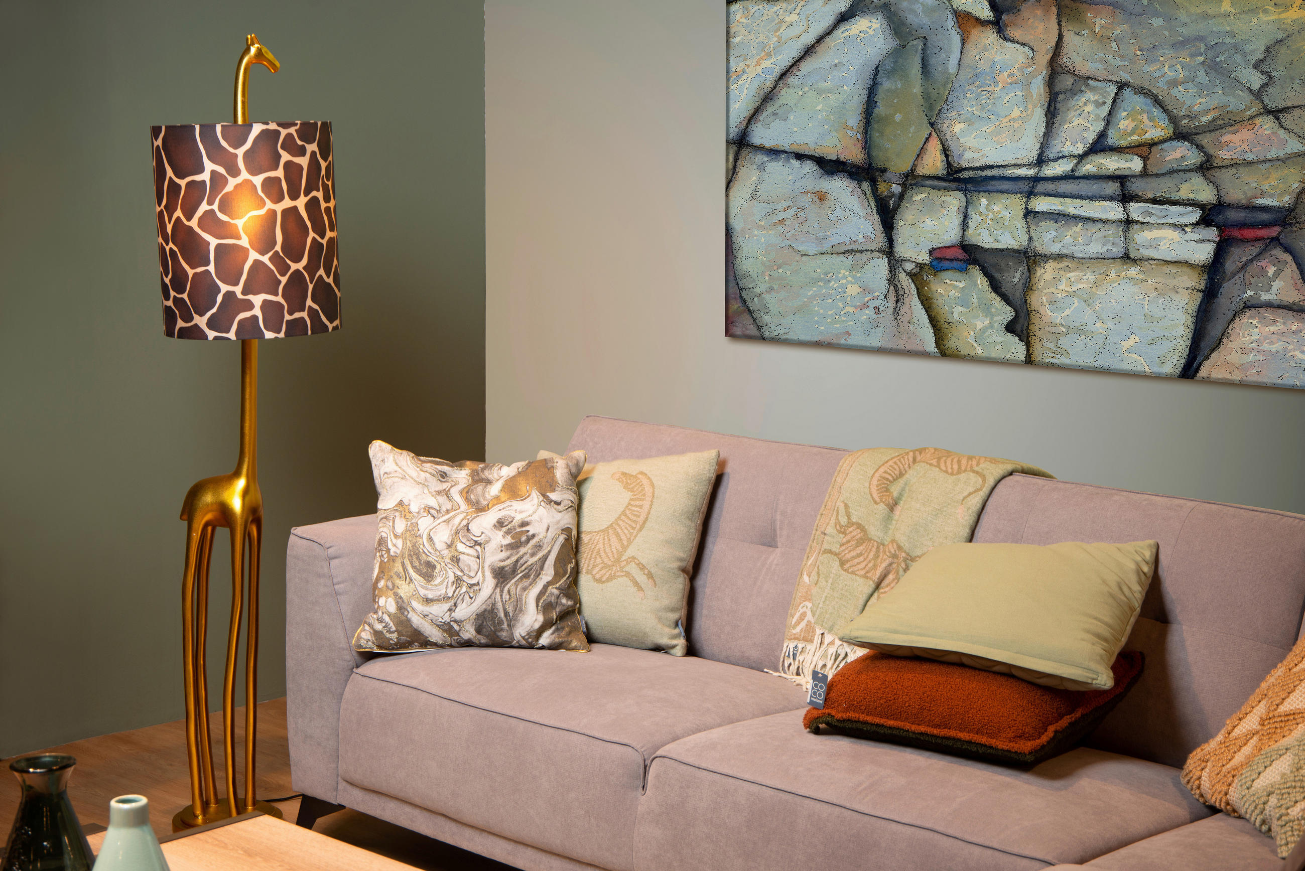 STEHLEUCHTE 35/160 cm    - Messingfarben/Braun, KONVENTIONELL, Kunststoff/Textil (35/160cm) - Lucide