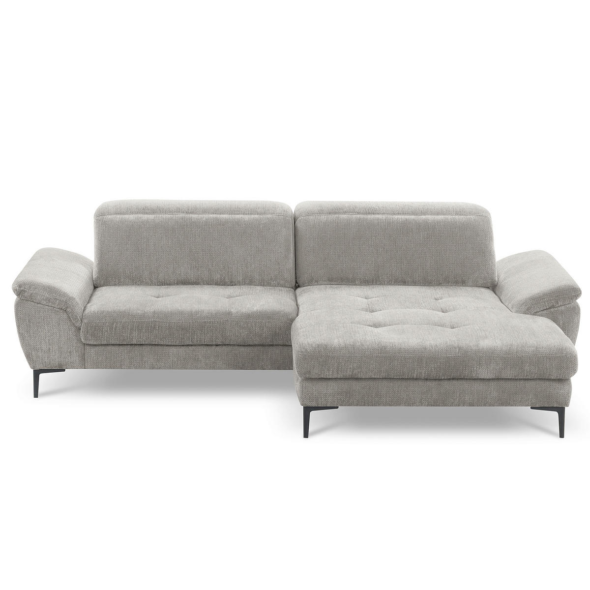 ECKSOFA  Webstoff Grau  - Schwarz/Grau, Design, Textil/Metall (268/195cm) - Livetastic