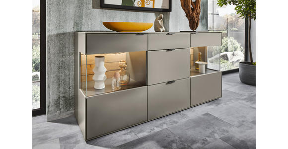 SIDEBOARD Hellgrau 181,9/87,9/45,2 cm - Hellgrau/Graphitfarben, Design, Glas/Holzwerkstoff (181,9/87,9/45,2cm) - Dieter Knoll