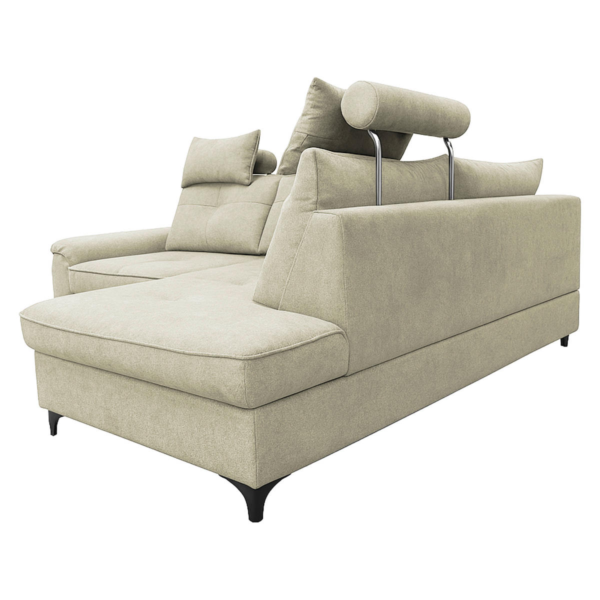 ECKSOFA SOLEI Beige Chenille Zierkissen, Bettkasten, Kopfstütze  - Beige/Schwarz, Design, Kunststoff/Textil (265/203cm) - MID.YOU