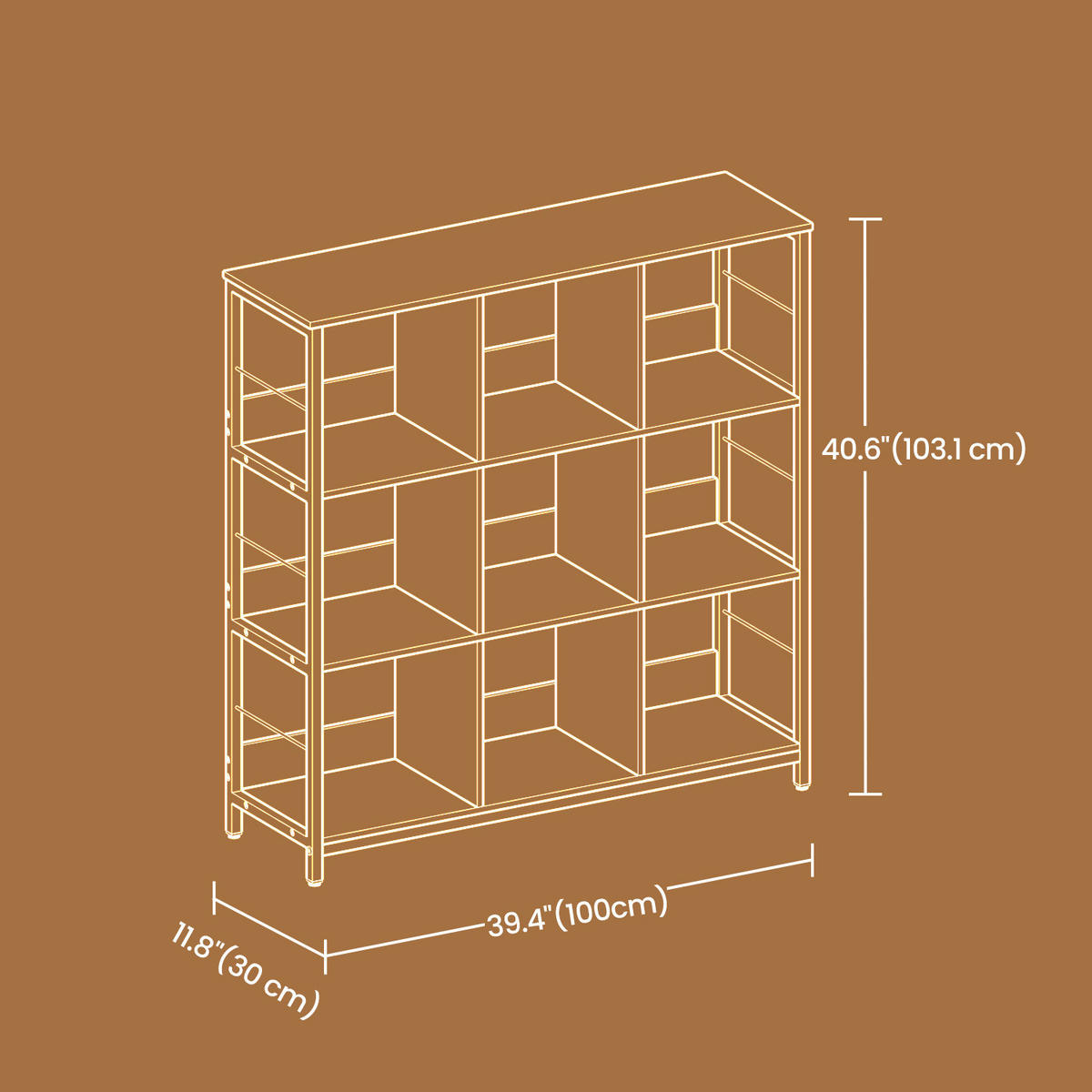 REGÁL, hnedá, čierna, železo, 100/103,1/30 cm - hnedá/čierna, Basics, kov/kompozitné drevo (100/103,1/30cm) - Boxxx