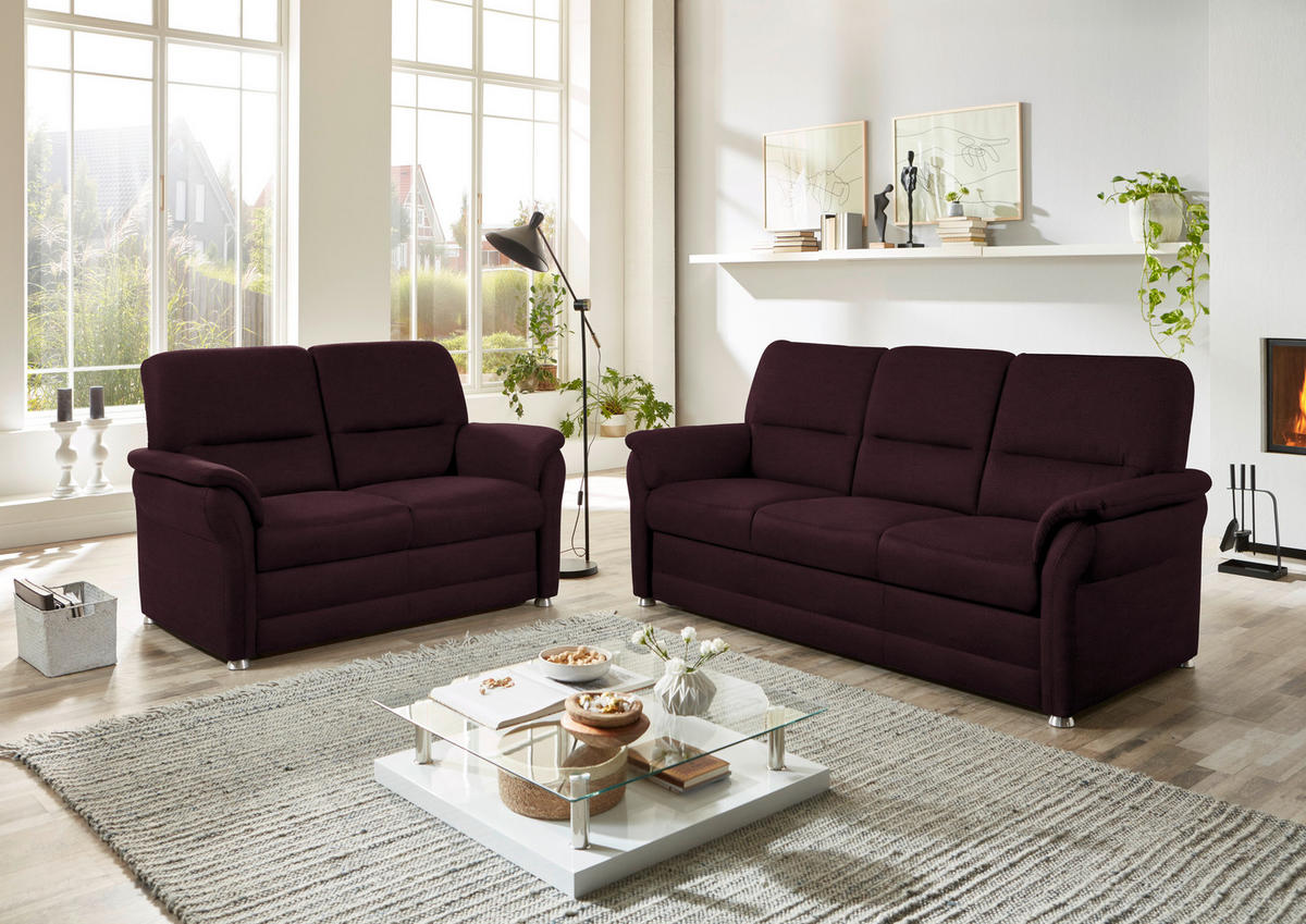 SITZGARNITUR in Mikrofaser Dunkelbraun  - Dunkelbraun/Alufarben, KONVENTIONELL, Textil/Metall (192/96/89cm) - Beldomo Comfort