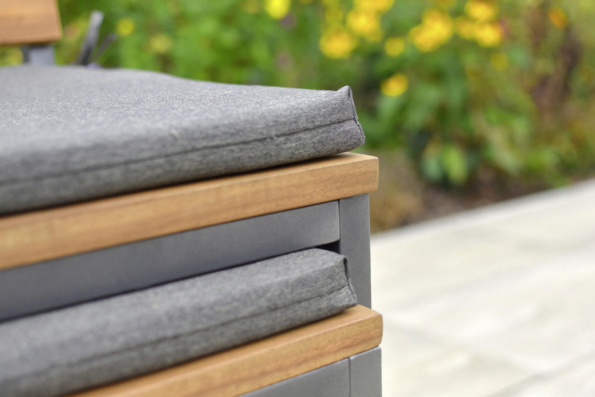 GARTENSET Akazie Hartholz Aluminium  - Dunkelgrau/Graphitfarben, KONVENTIONELL, Holz/Textil - Gardenson