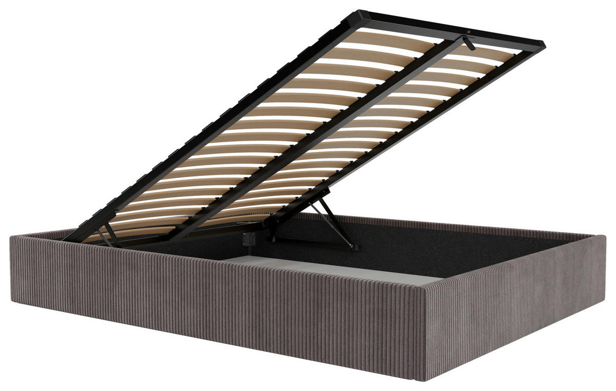 POLSTERBETT Bettkasten, Lattenrost 140/200 cm  in Anthrazit  - Anthrazit/Schwarz, Design, Holz/Textil (140/200cm) - Boxxx