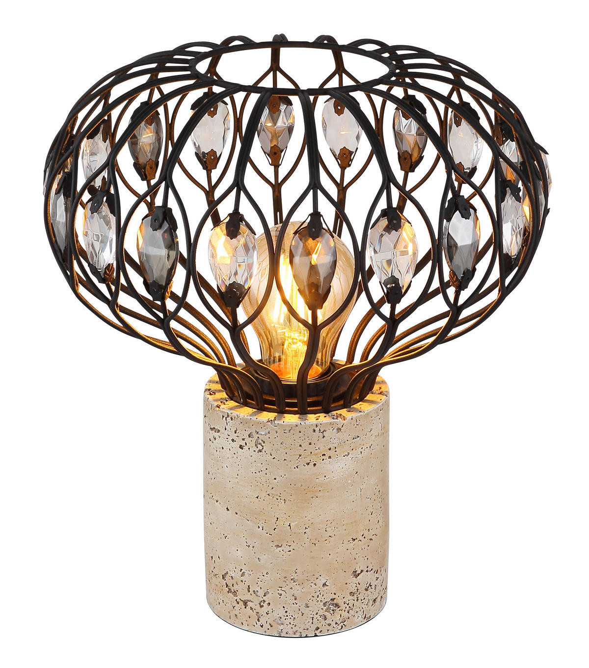 STOLNÍ LAMPA, E27, 25/28 cm  - šedá/černá, Basics, kov/plast (25/28cm) - Globo