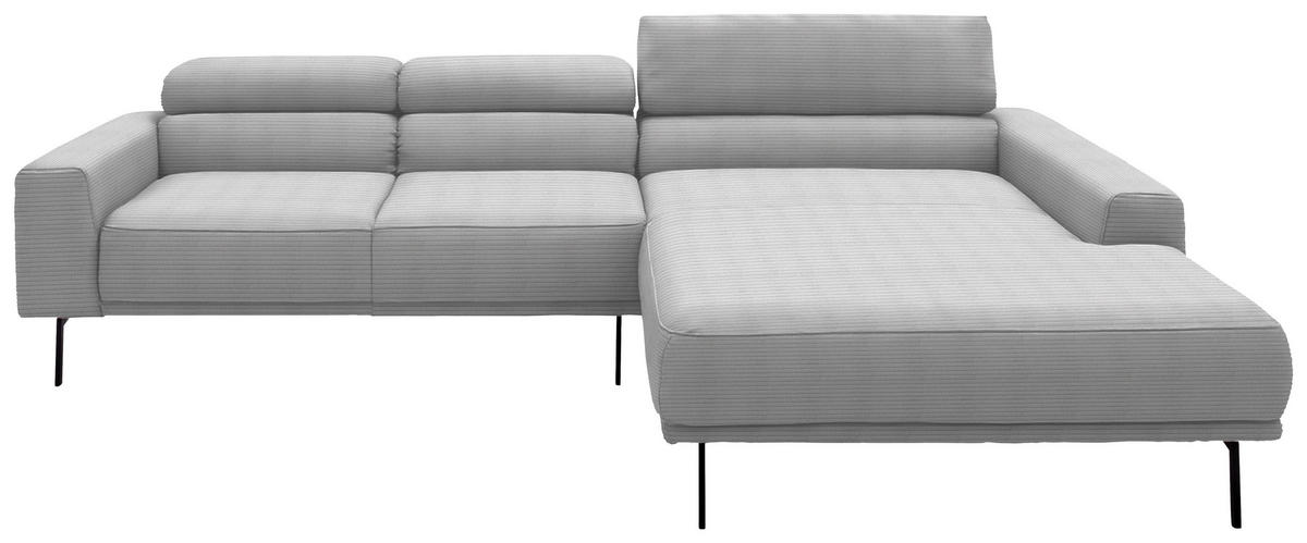 ECKSOFA Cord Hellgrau  - Hellgrau/Schwarz, Design, Textil/Metall (293/215-217cm) - Schöner Wohnen