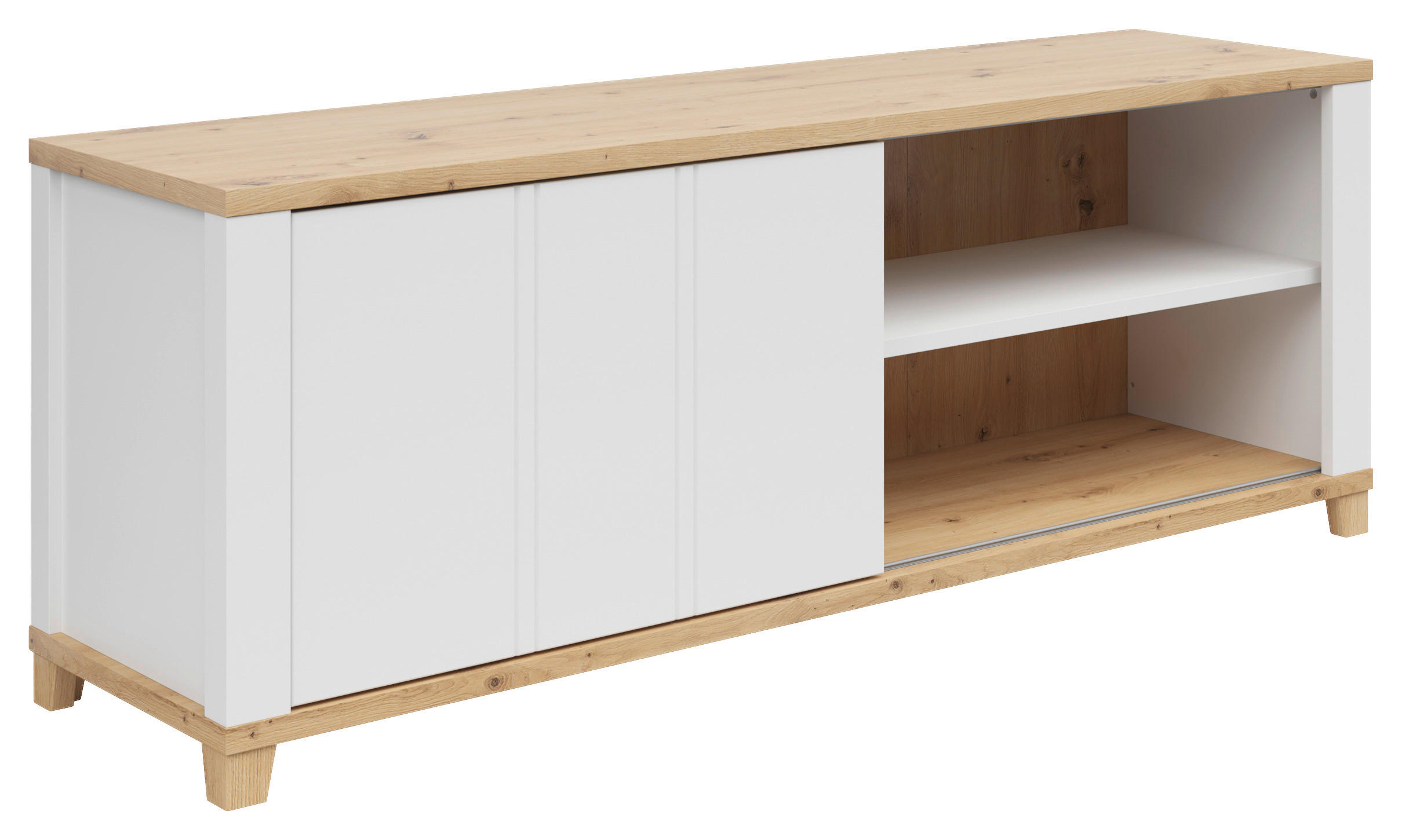 LOWBOARD  in 174/65/48 cm  - Eiche Artisan/Weiß, KONVENTIONELL, Holzwerkstoff/Kunststoff (174/65/48cm) - Hom`in
