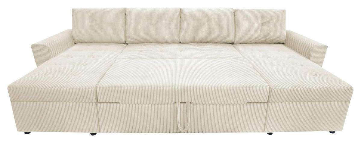 WOHNLANDSCHAFT in Cord Beige  - Beige/Schwarz, Design, Kunststoff/Textil (155/294/155cm) - MID.YOU