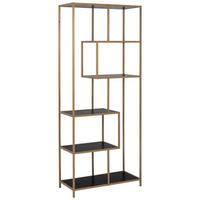 REGAL Schwarz, Goldfarben  - Goldfarben/Schwarz, MODERN, Holzwerkstoff/Metall (77/185/35cm) - Xora