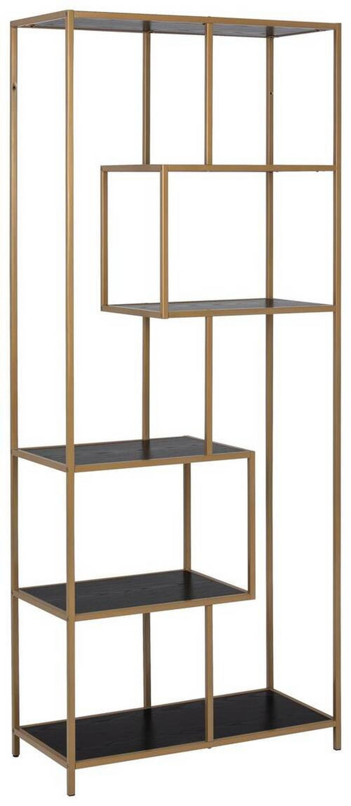 REGAL Schwarz, Goldfarben  - Goldfarben/Schwarz, MODERN, Holzwerkstoff/Metall (77/185/35cm) - Xora