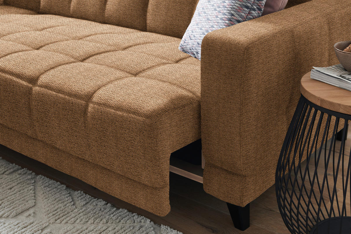 ECKSOFA in Webstoff Braun  - Schwarz/Braun, Design, Holz/Textil (216/302cm) - Xora
