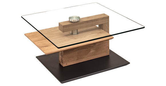 COUCHTISCH Wildeiche vollmassiv ESG 90/100/32-46 cm rechteckig Eiche Bianco  - Eiche Bianco/Anthrazit, MODERN, Glas/Holz (90/100/32-46cm) - Venda