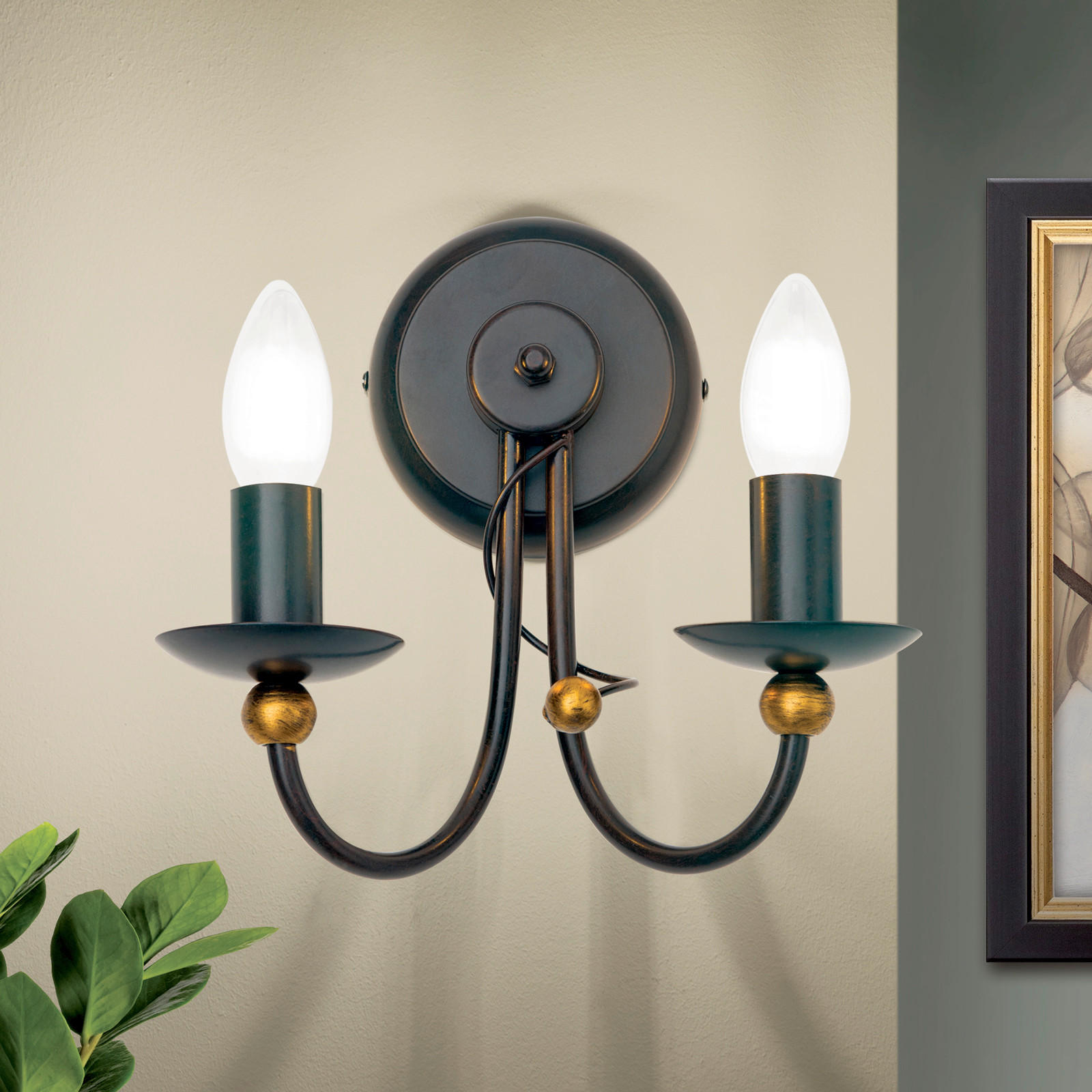 WANDLEUCHTE Alessia   - Bronzefarben, LIFESTYLE, Metall (24/24/15cm)