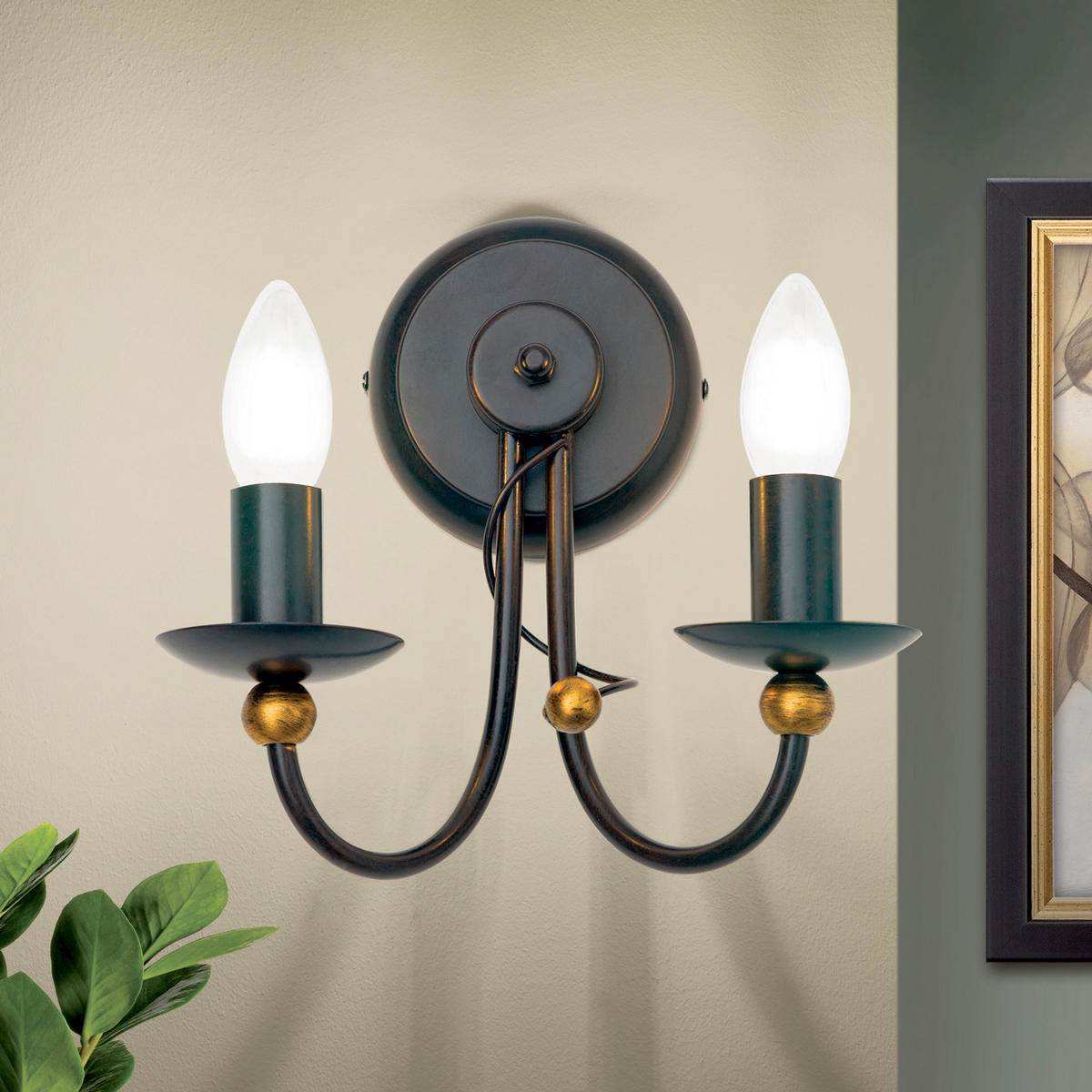 WANDLEUCHTE Alessia   - Bronzefarben, LIFESTYLE, Metall (24/24/15cm)