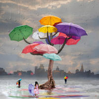 KUNSTDRUCK 14/14 cm  - Blau/Gelb, Basics, Papier (14/14cm) - Monee