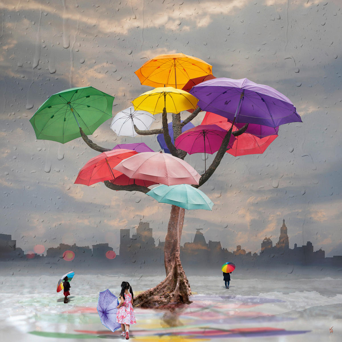 KUNSTDRUCK 14/14 cm  - Blau/Gelb, Basics, Papier (14/14cm) - Monee