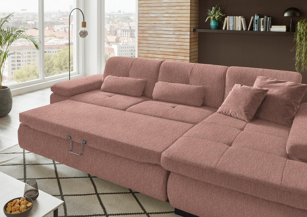 ECKSOFA in Flachgewebe Orange  - Schwarz/Orange, Design, Textil/Metall (297/174cm) - Beldomo Style
