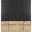 KLEIDERSCHRANK  in Dunkelgrau, Eiche Artisan  - Dunkelgrau/Silberfarben, Design, Holzwerkstoff/Kunststoff (181/197/54cm) - Carryhome