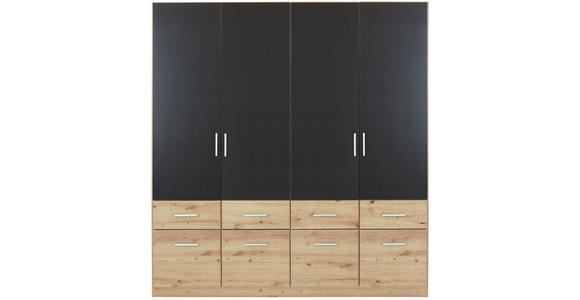 KLEIDERSCHRANK in Dunkelgrau, Eiche Artisan - Dunkelgrau/Silberfarben, Design, Holzwerkstoff/Kunststoff (181/197/54cm) - Carryhome