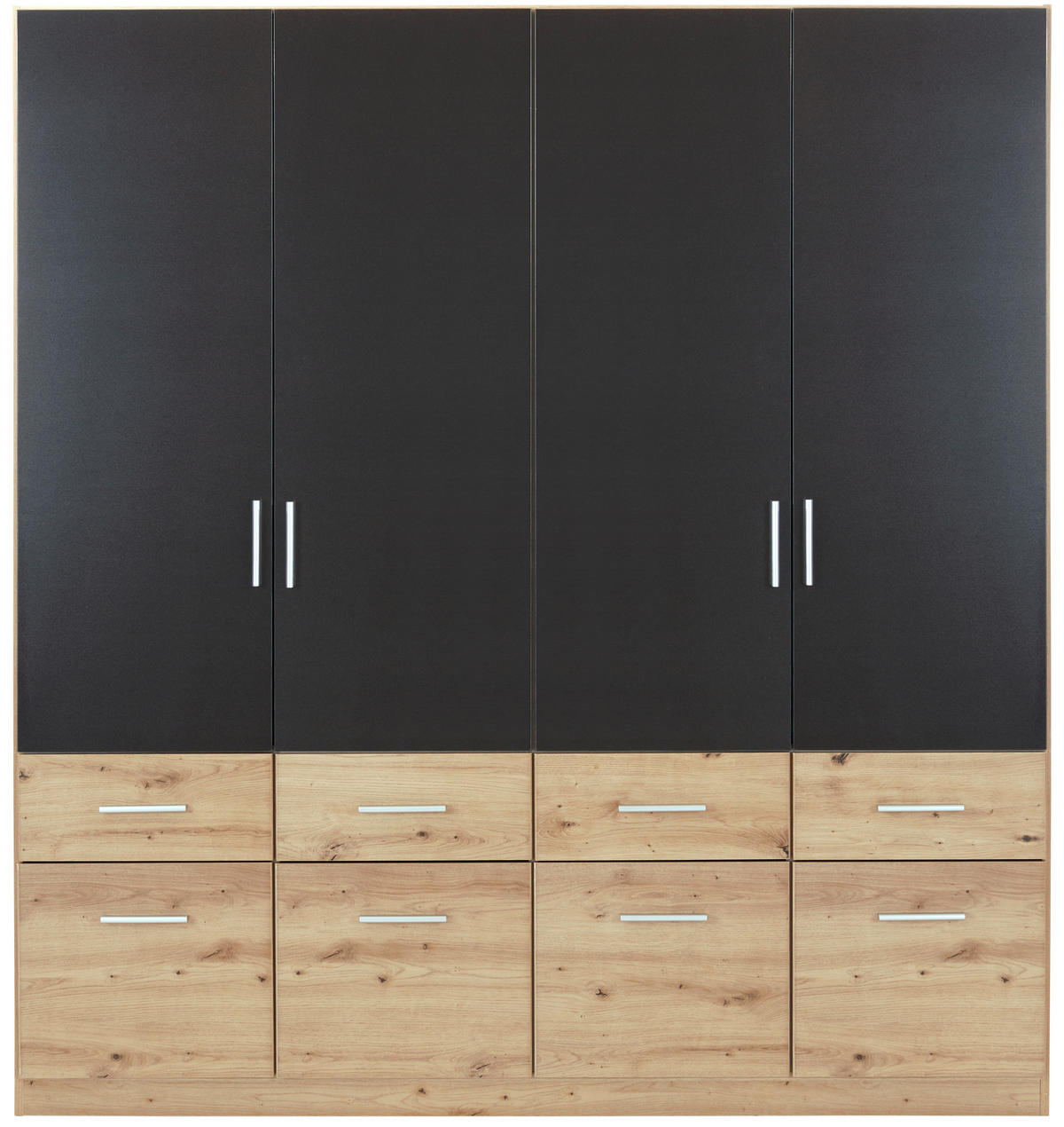 KLEIDERSCHRANK in Dunkelgrau, Eiche Artisan  - Dunkelgrau/Silberfarben, Design, Holzwerkstoff/Kunststoff (181/197/54cm) - Carryhome