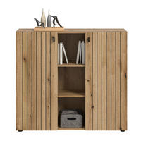 KOMMODE  in 106/96/37 cm  - Eichefarben/Schwarz, Design, Holzwerkstoff/Kunststoff (106/96/37cm) - MID.YOU