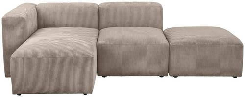 ECKSOFA Taupe Cord  - Taupe/Schwarz, Design, Kunststoff/Textil (160/250cm) - Max Winzer