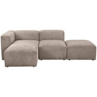 ECKSOFA in Cord Taupe  160/250 cm  - Taupe/Schwarz, Design, Kunststoff/Textil (160/250cm) - Max Winzer